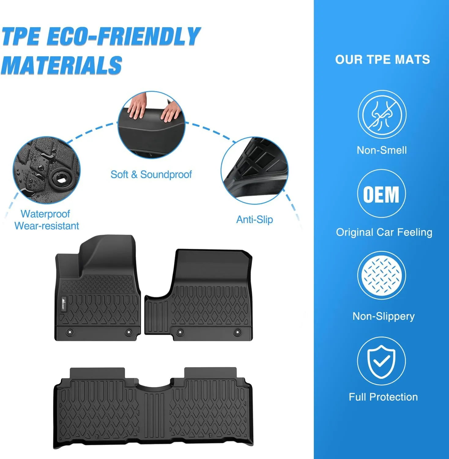 2022-2025 Hyundai IONIQ 5 SE Standard Range SE SEL Movable Console TPE Floor Mats
