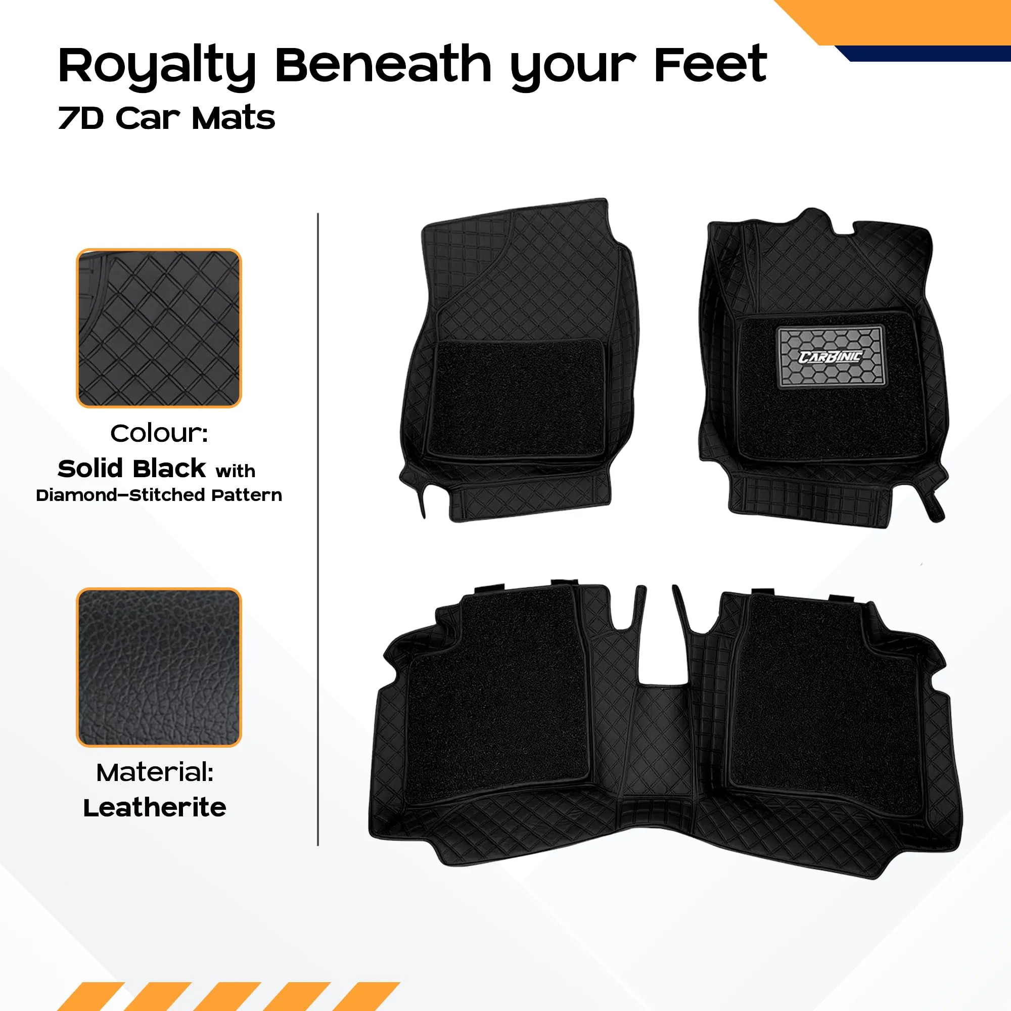 CARBINIC 7D Car Mats | Compatible for Mahindra Thar 2021 | 7-Depth Layer Protection Car Floor Mats Anti Skid | Car Accessories | Detachable Layer of Curly Mat | Premium Double Stitched Leather Mats