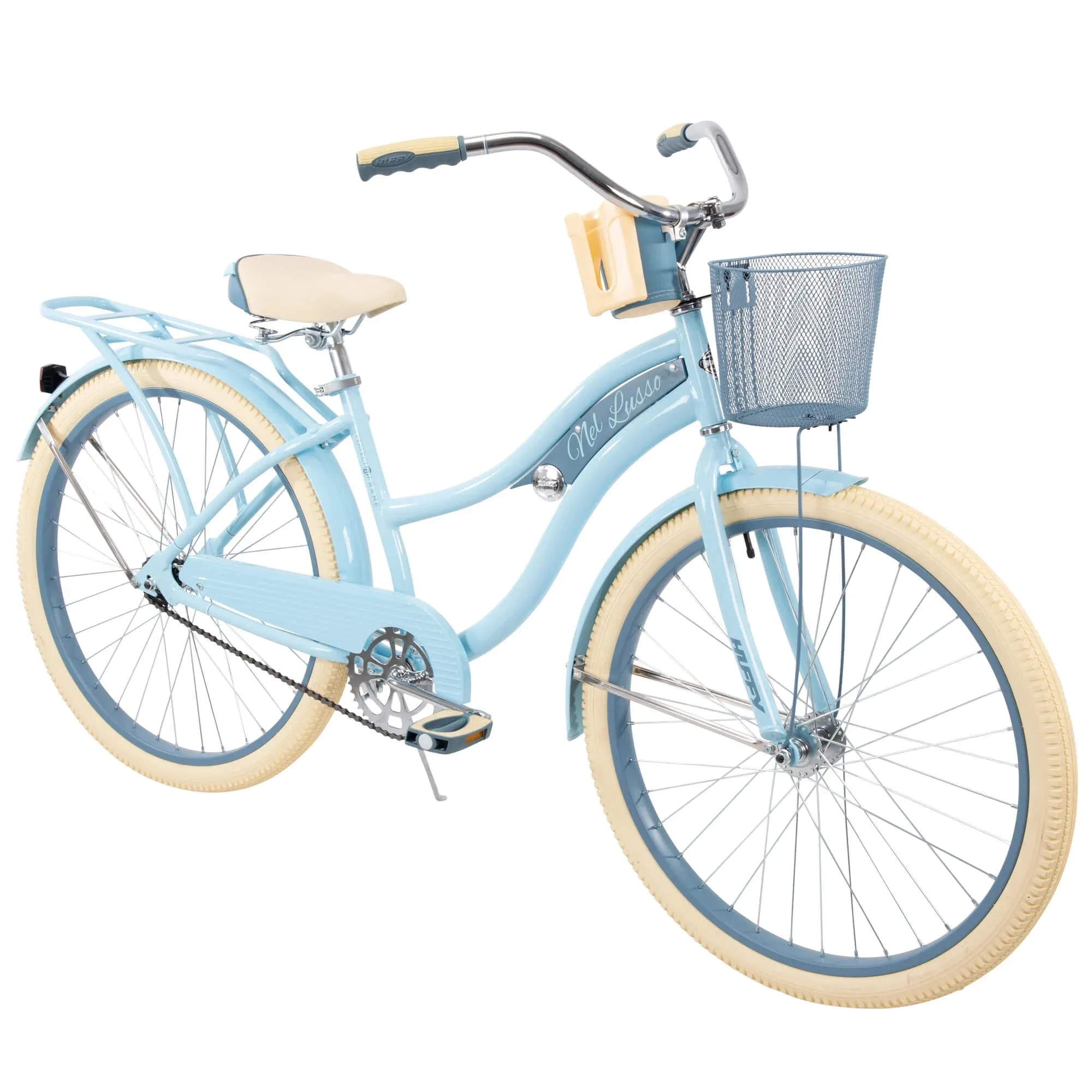 Huffy Nel Lusso Cruiser Bike, 26" Wheels, Adults Ages 13  Years, Light Blue