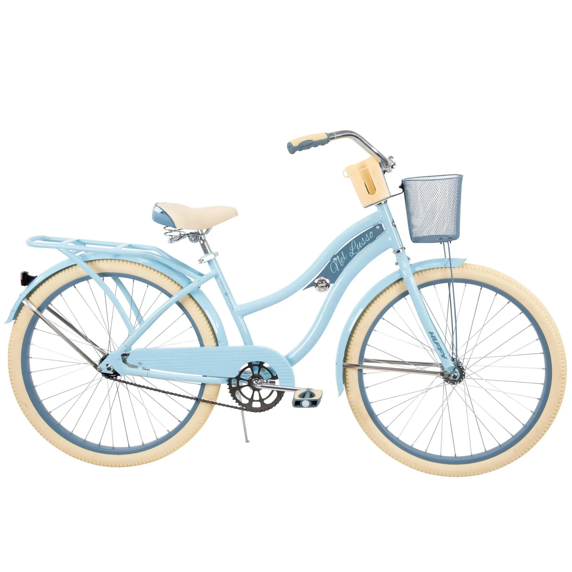 Huffy Nel Lusso Cruiser Bike, 26" Wheels, Adults Ages 13  Years, Light Blue