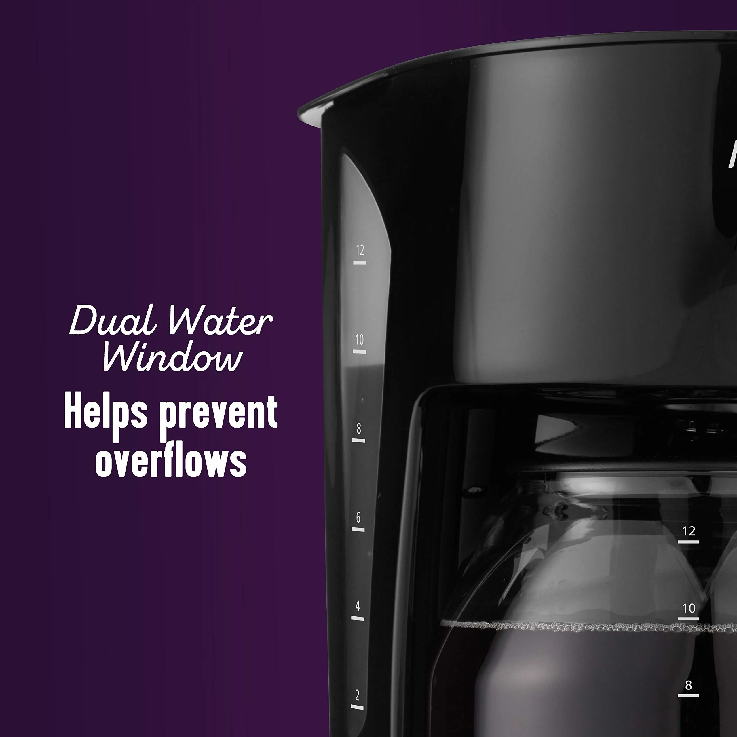 Mr. Coffee Black Coffee Maker, 12 Cups, with Auto Pause and Glass Carafe, Perfect for Home and Office Use