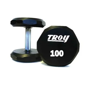 Pair of Troy 12 Sided Urethane 100 lb Dumbbells