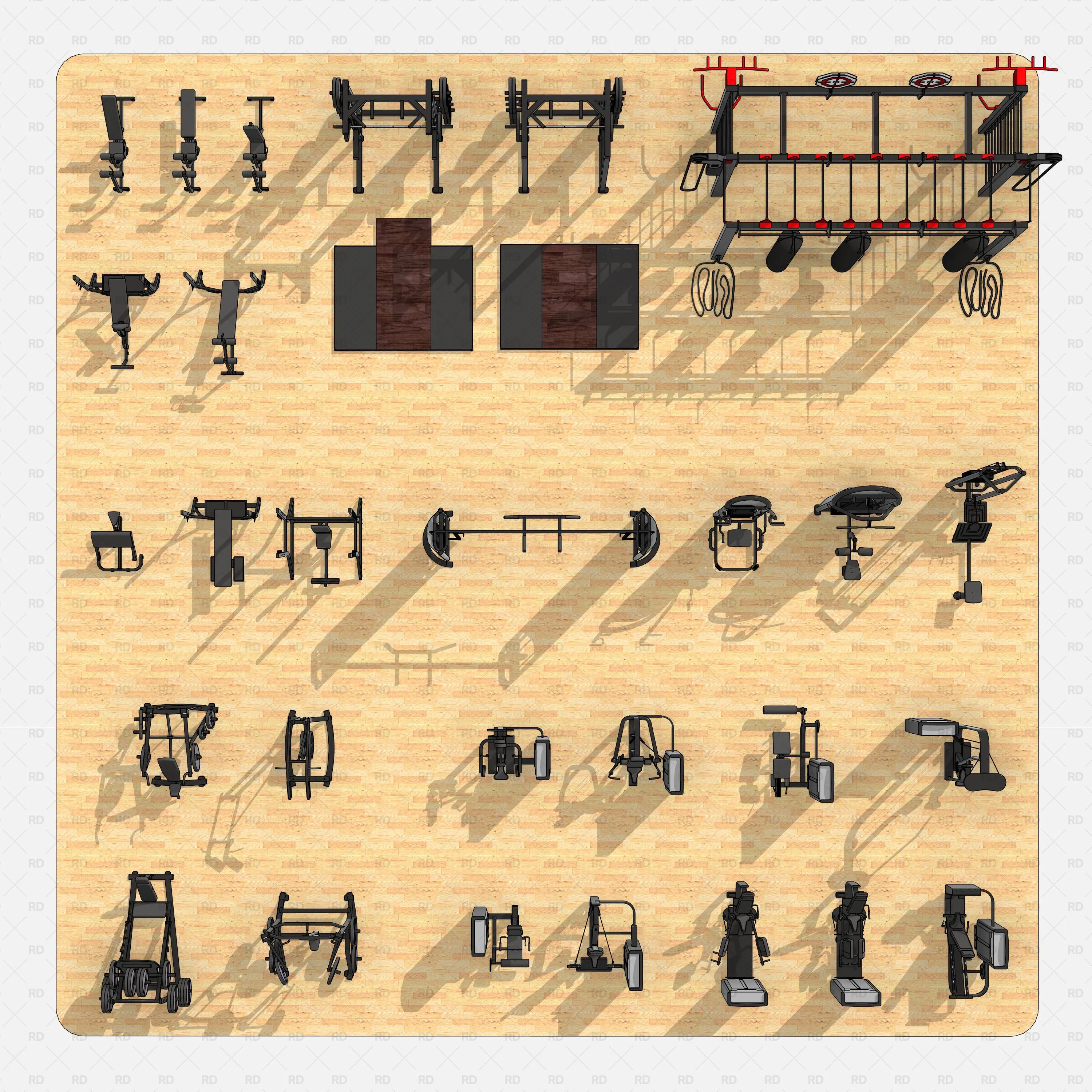 Revit Gym Equipment 02 - Training Machines