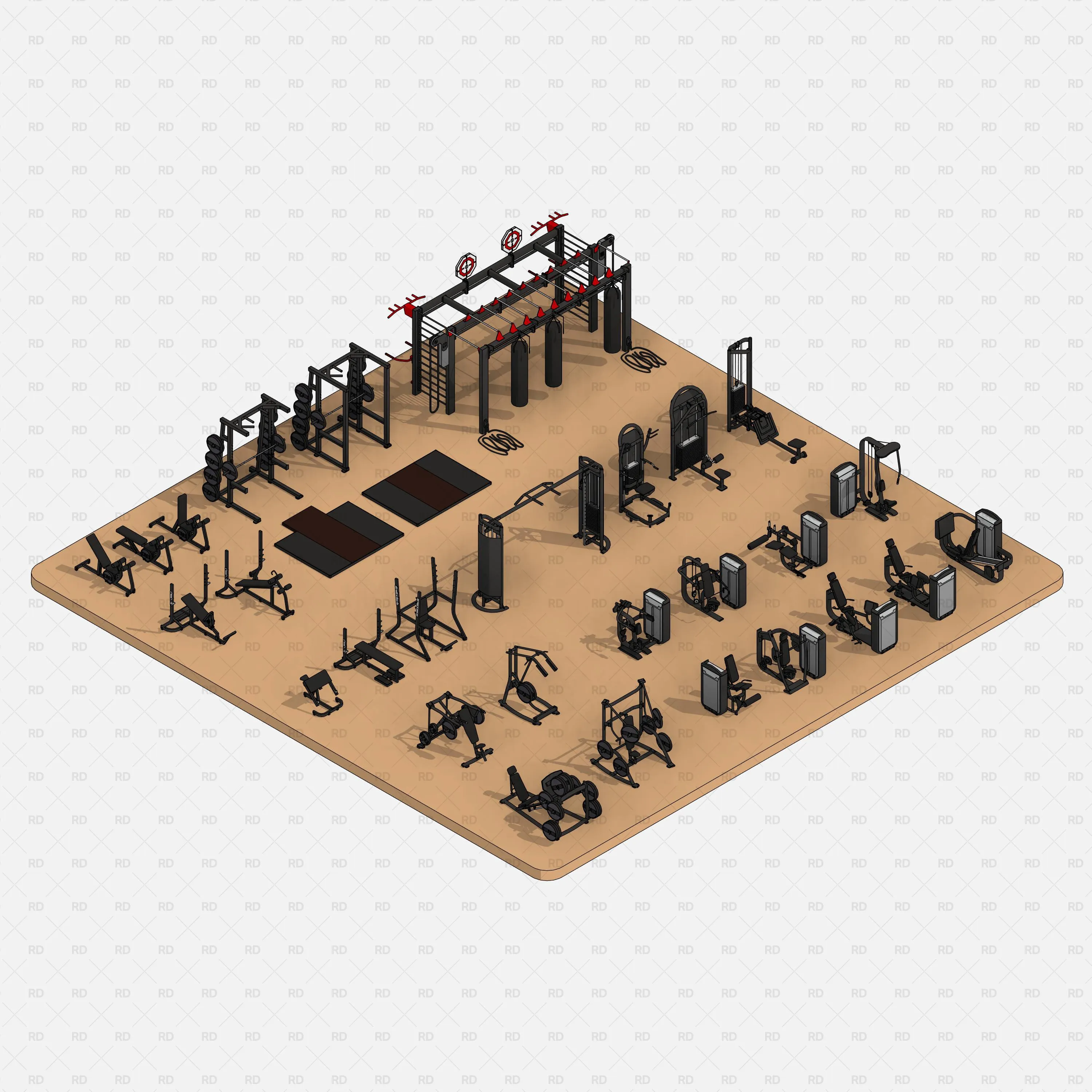 Revit Gym Equipment 02 - Training Machines