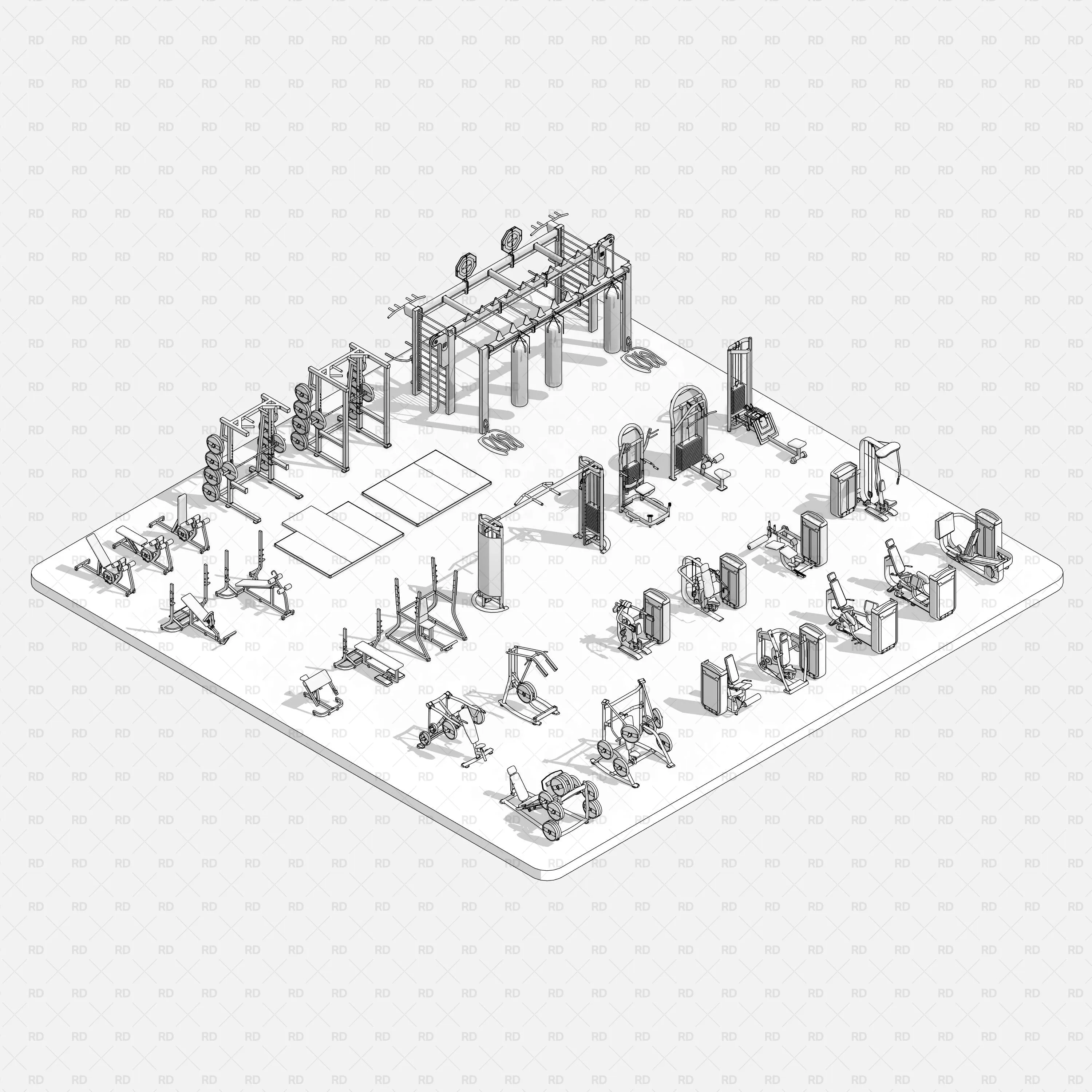 Revit Gym Equipment 02 - Training Machines