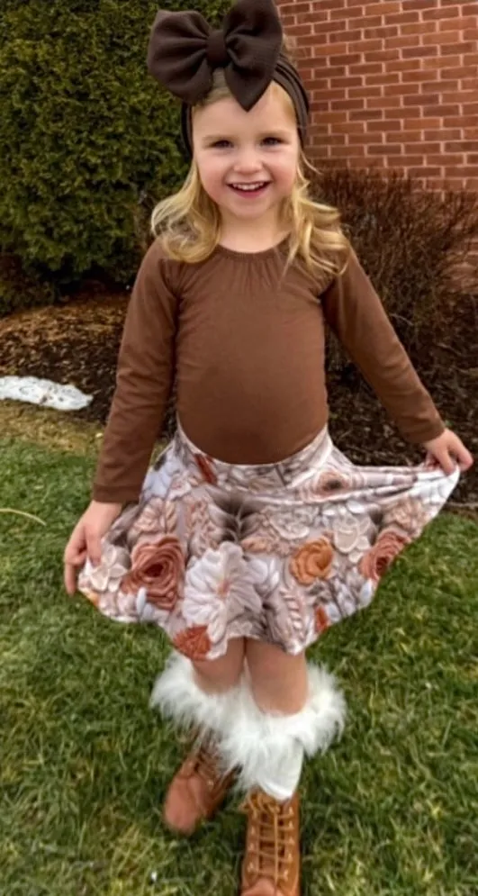 Twirl Skort ~ Gray Floral